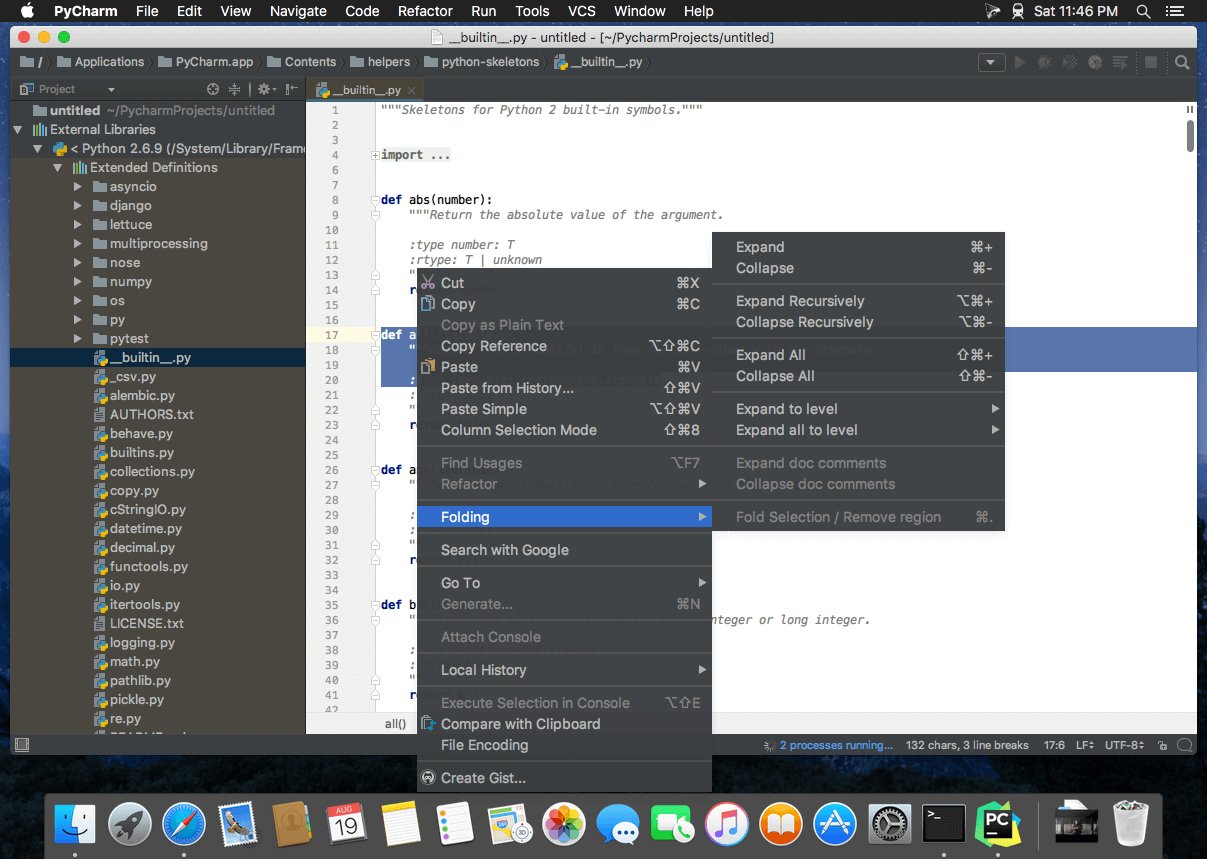 Macos version requirment for pycharm 2017